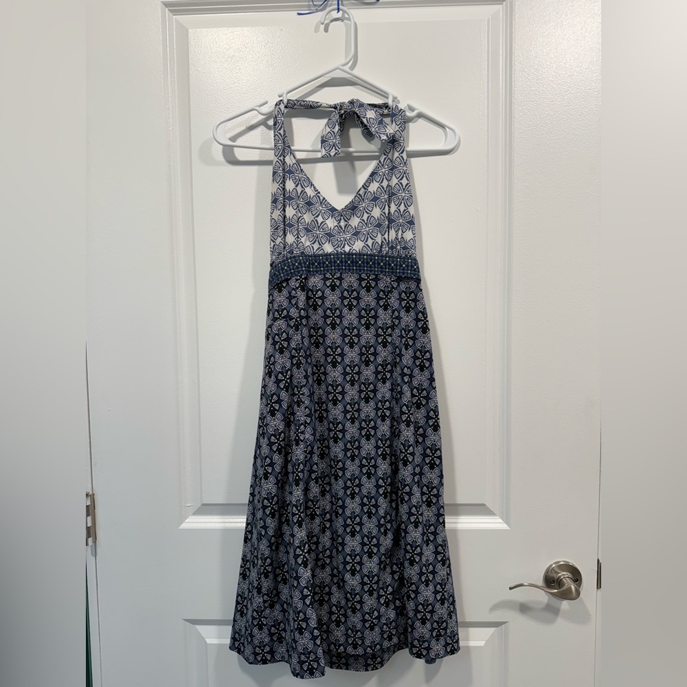 Athleta Navy and White Patterned Maxi Dress